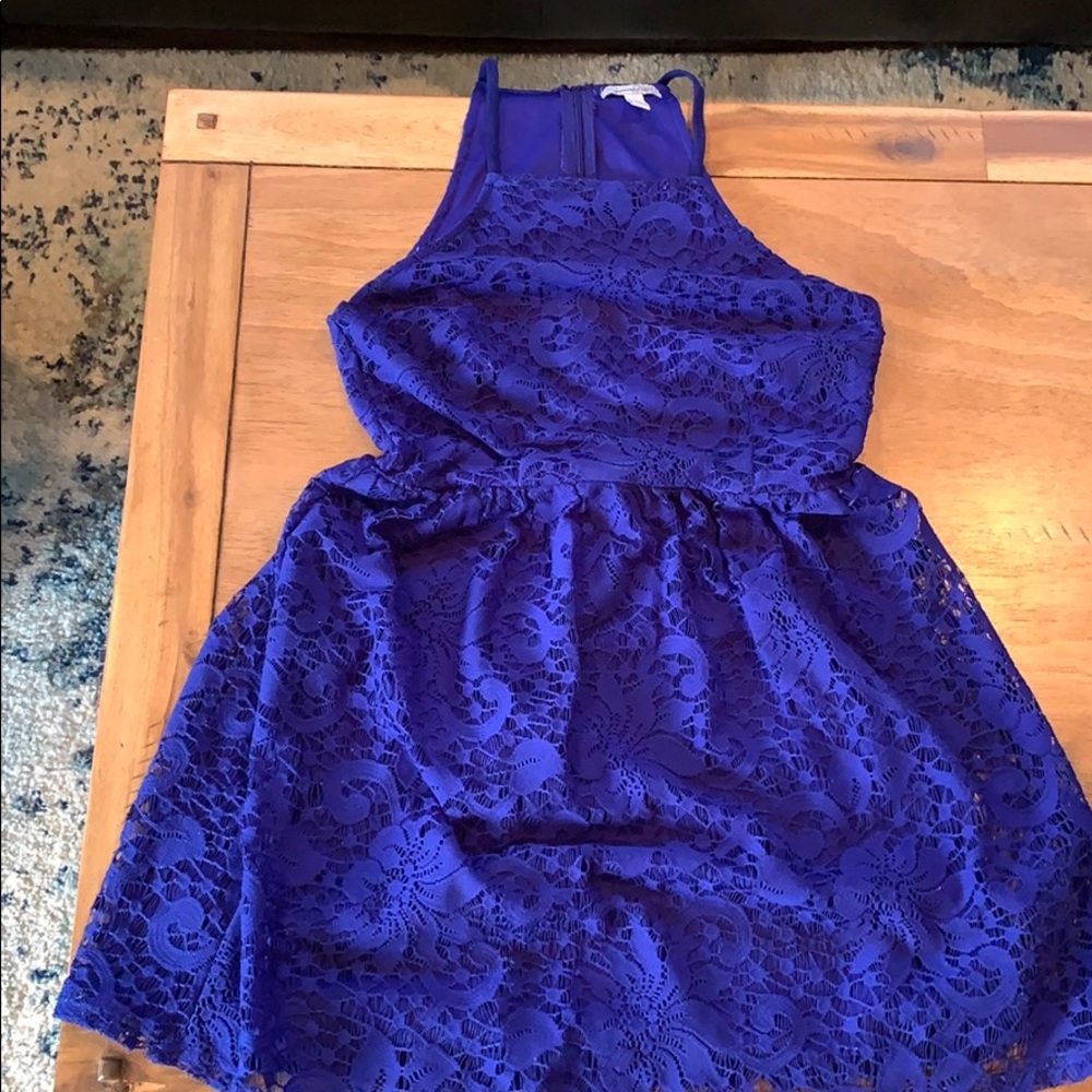 Royal blue lace cocktail dress
